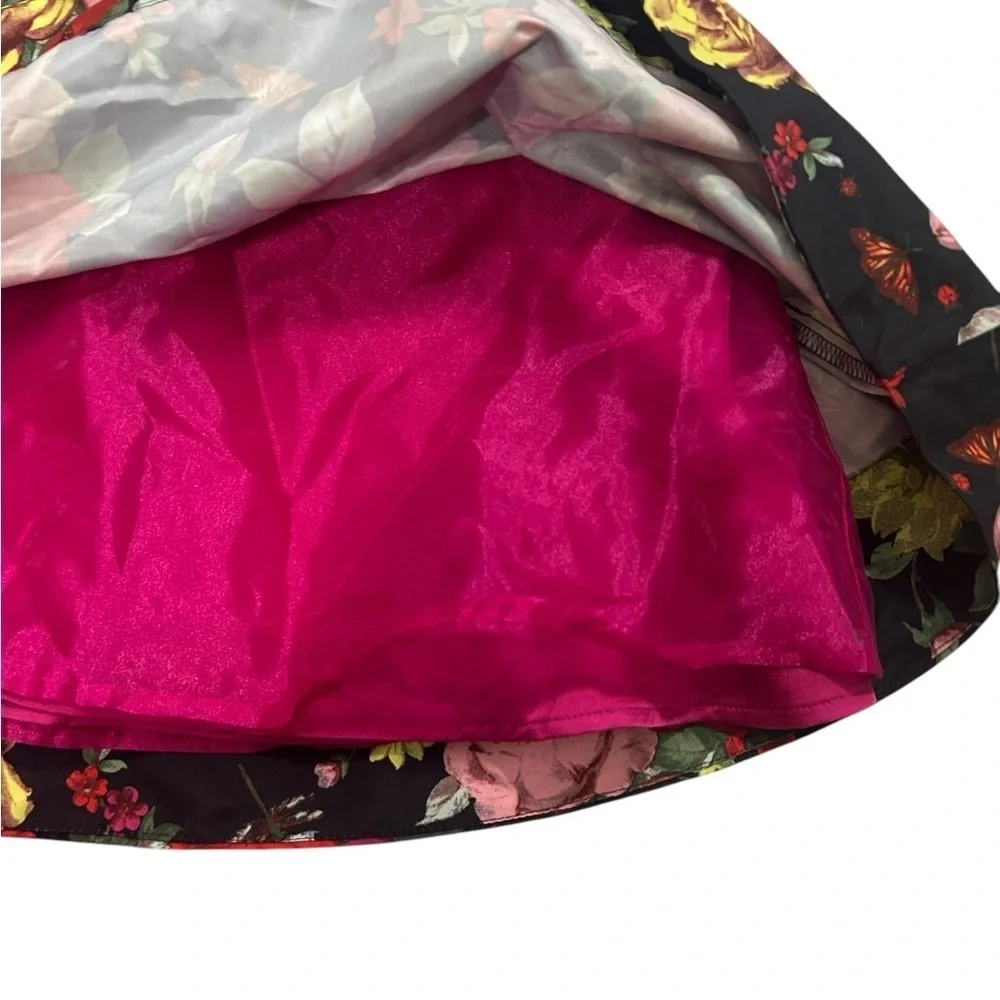 Baker By Ted Baker Dress Girls Sz 8 Black Multi Floral Party Flower Girl Church